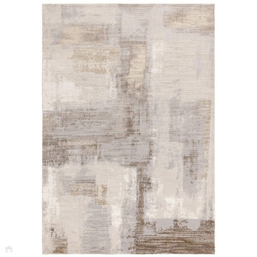 Stellar ST07 Modern Abstract Distressed Shimmer Hi-Low Textured Smooth Soft-Touch Polyblend Short Pile Grey/Beige/Cream Rug-Asiatic Carpets-Rug Love - The Most Loved Rug Store